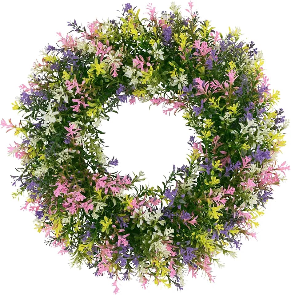 U'Artlines 17" Front Door Boxwood Wreaths, Spring Summer Wreath Colorful