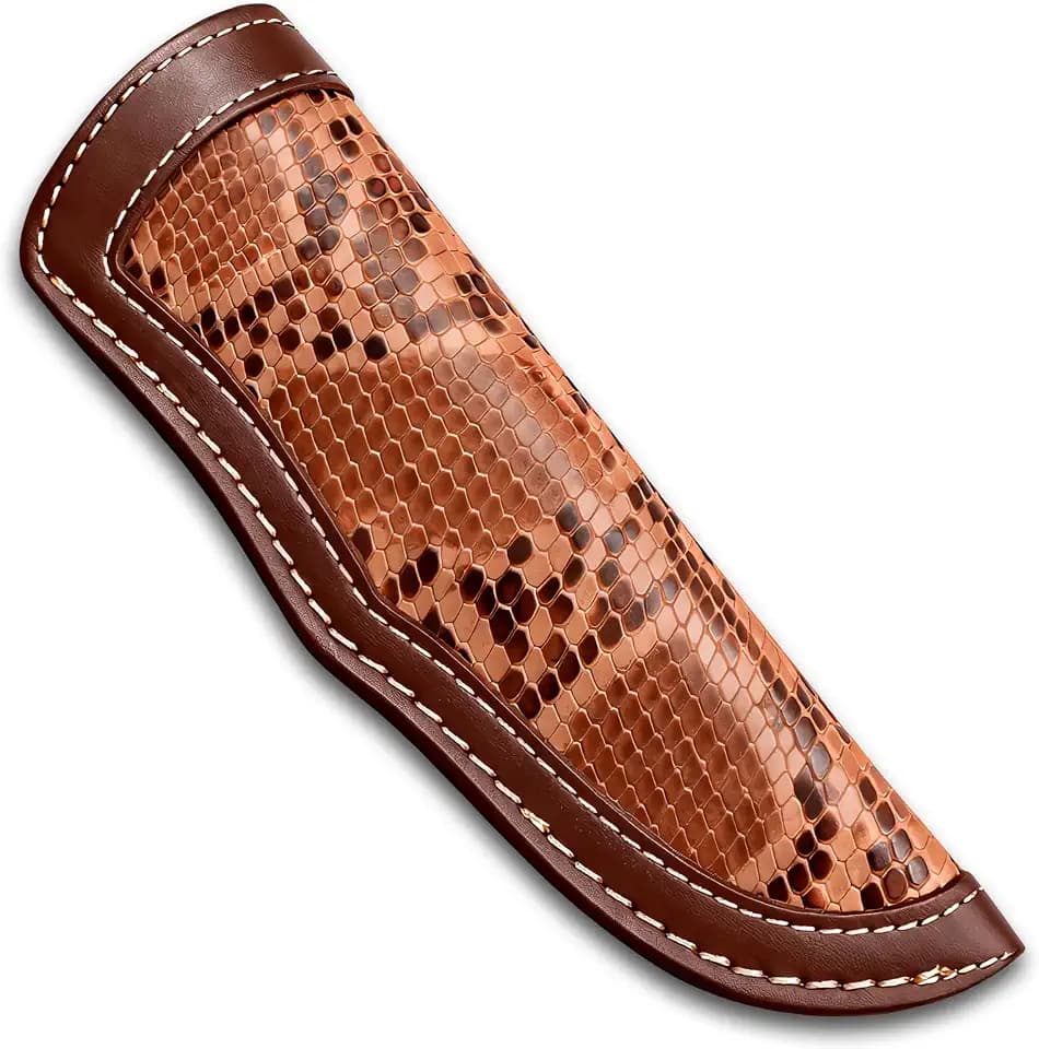 Custom Premium Quality Leather Sheath, Tooled Snake Skin Leather Sheath, Hunting Knife Sheath, Universal Knife Sheath, Fit up to 7.0" Blade, 100% Real Laether (Snake Skin, 7.0" Inches)
