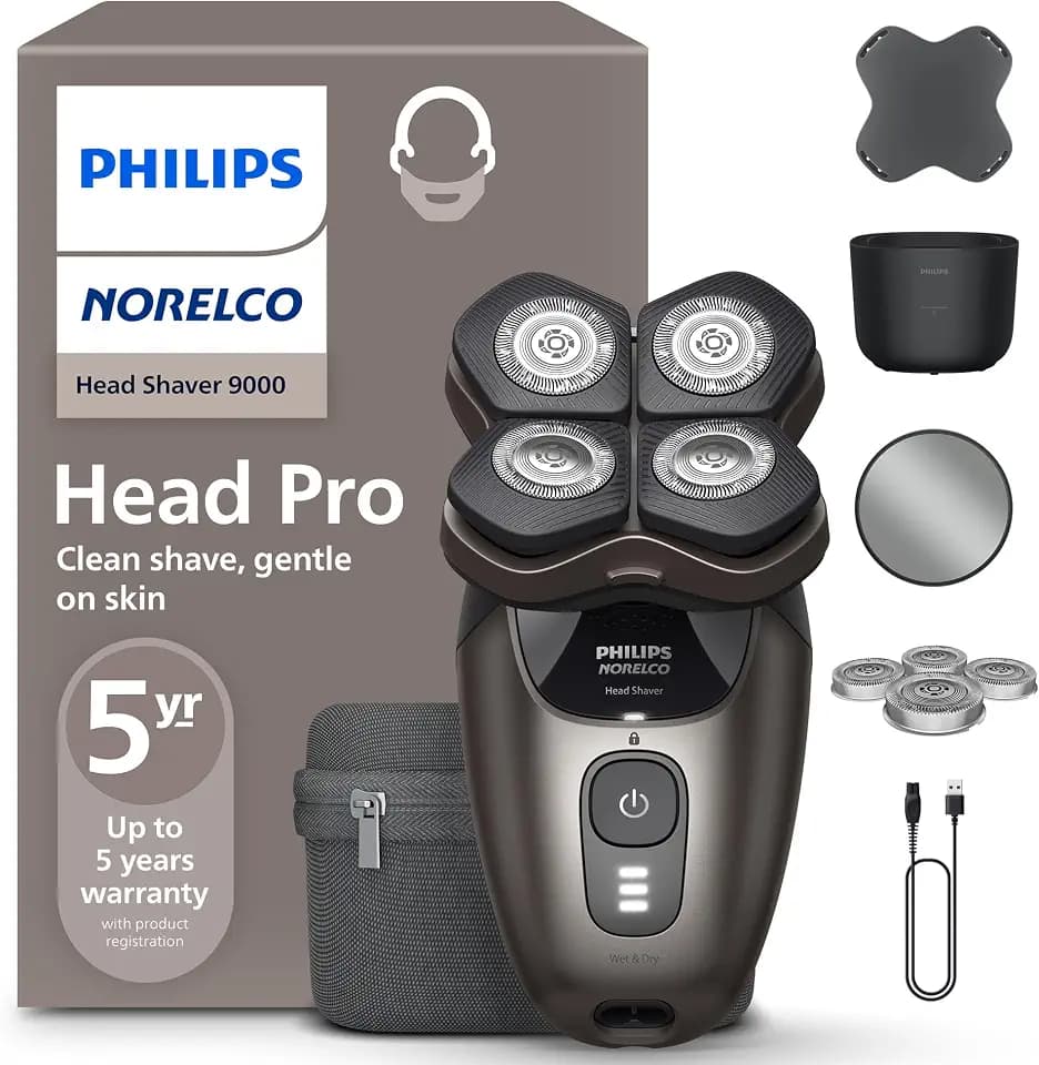 Philips Norelco Head Shaver Pro 9000 Electric Shaver, Clean & Gentle Shave