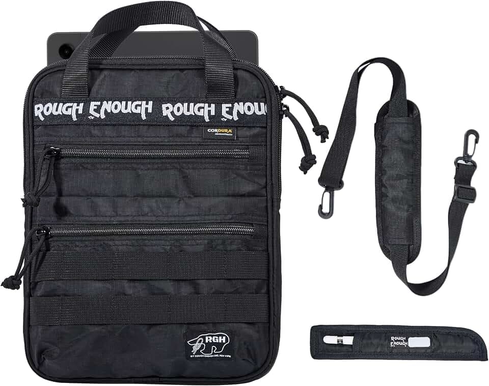 Rough Enough iPad Bag for Men 9-11 Inch Tablet Carrying Case Cordura Black