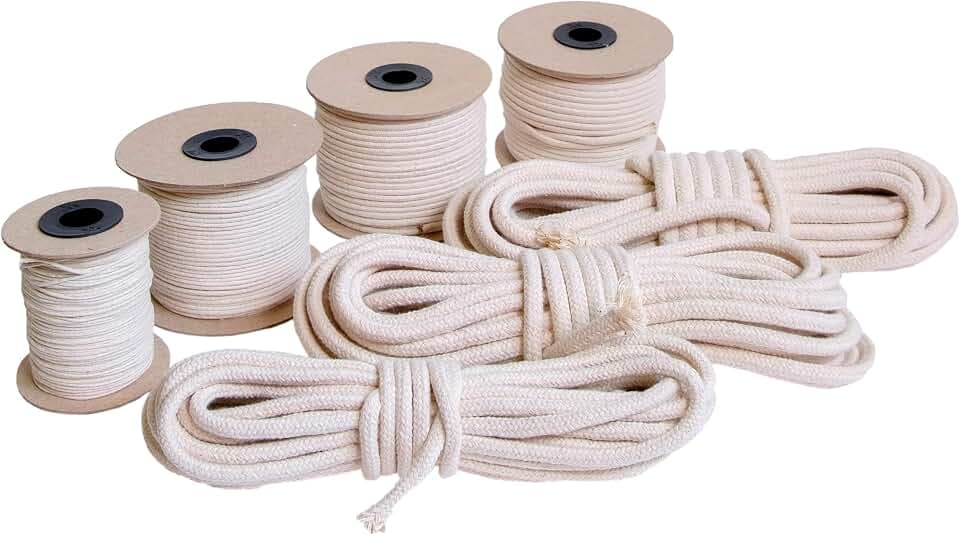 Kerzendocht 1,4-10 mm | Geflochtener Baumwoll Docht | Runddocht | Kerzendocht für Kerzenherstellung | Rauchfrei docht | Runddocht für die Kerzenherstellung, DIY Kerze, Öllampe