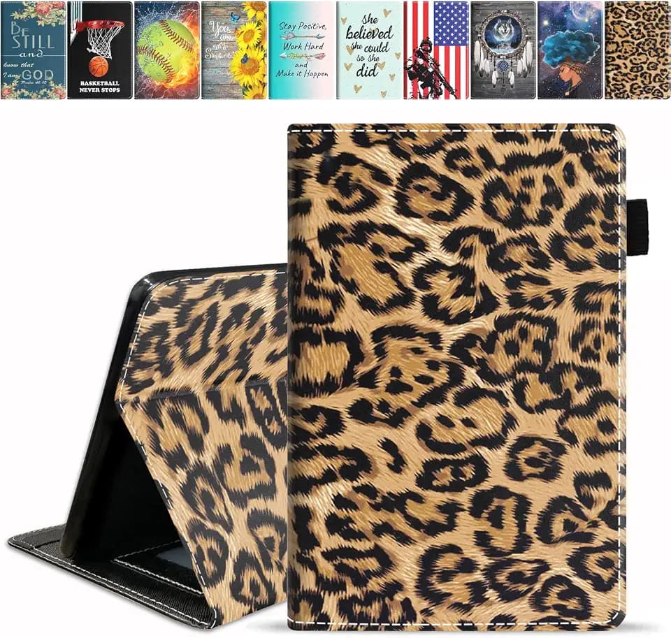 Case for All-New Kindle Fire HD 8/Fire HD 8 Plus Tablet (12th/10th Generation, 2022/2020 Release) - PU Leather Stand Flip Cover with Card Slot & Pencil Holder, Leopard Print