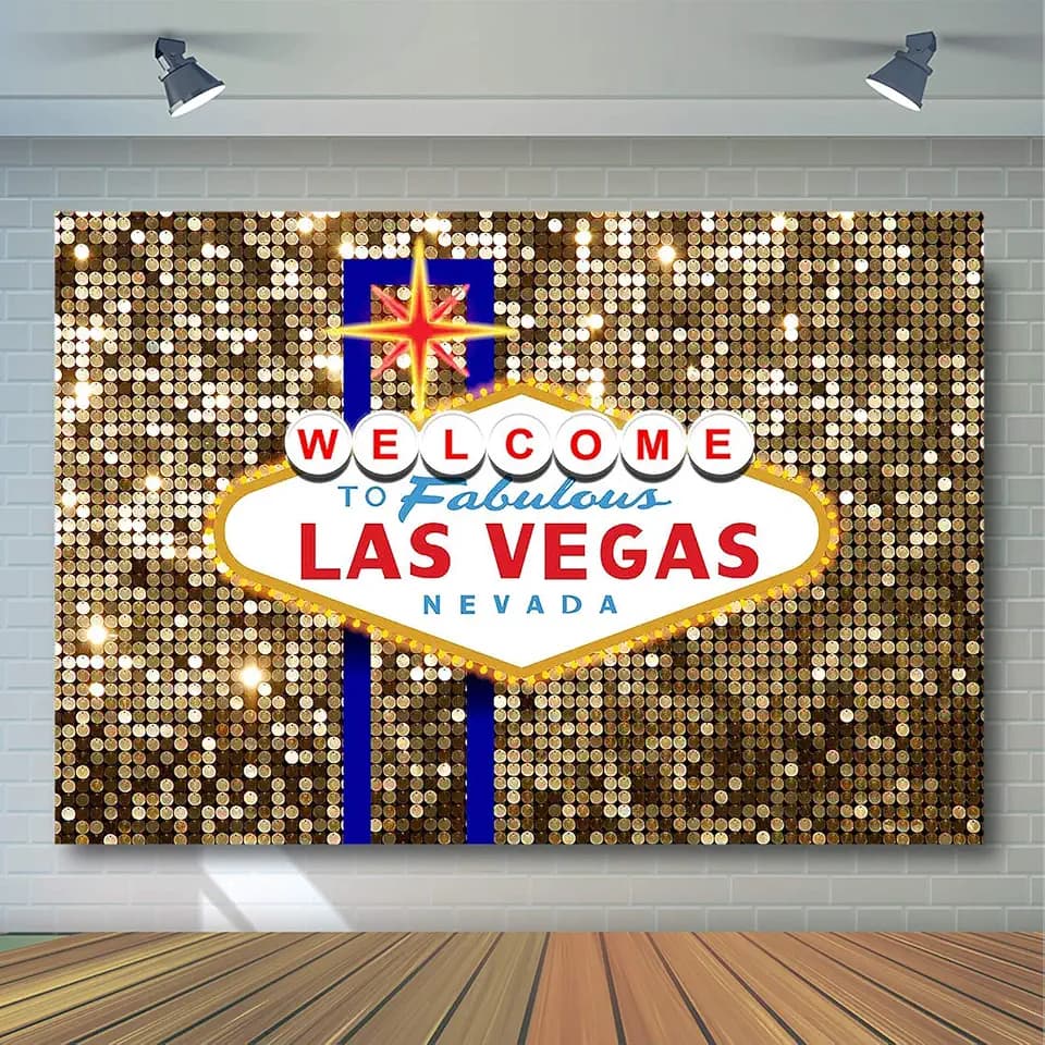 Avezano Las Vegas Backdrop Welcome to Las Vegas Decorations 7x5ft