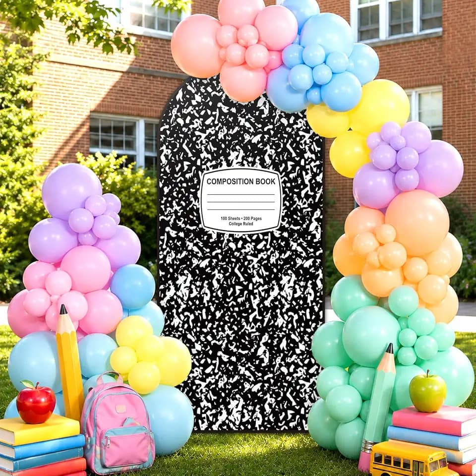Composition Arch Backdrop Cover Set Back to School Stretchy Backdrop School Party Arch Covers 31.5 × 70.8 Inch Arch Stand Cover for Back to School Birthday Party Favor Supplies