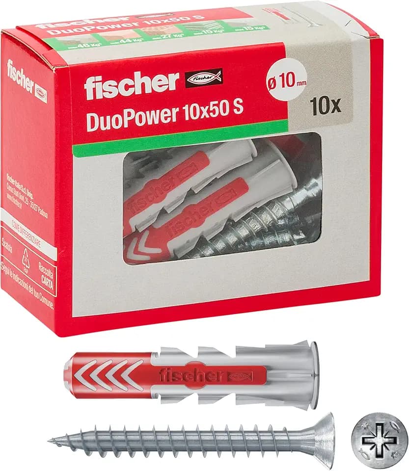 Fischer – Dübel Duopower mit Schraube, grau, 544018