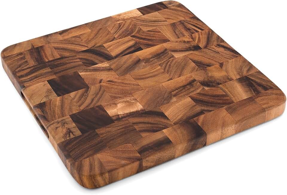 Ironwood Oslo End Grain Square Utility Cutting Board, 12 Inch Square Acacia Wood Cutting Board