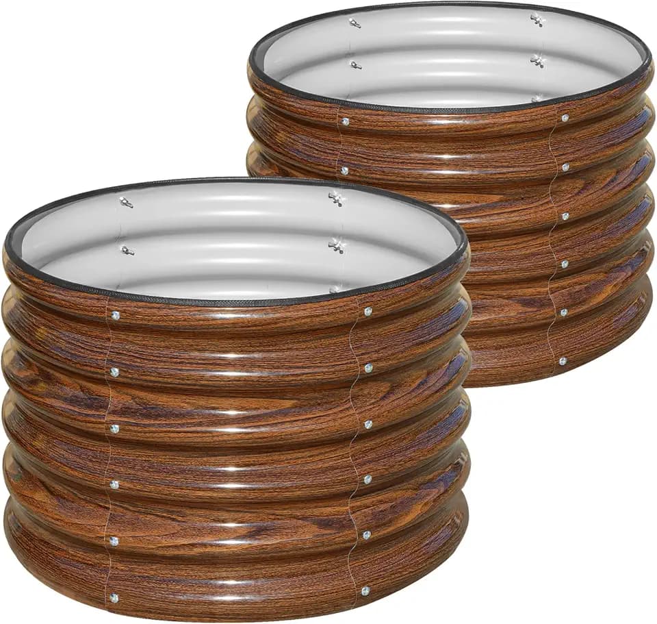 SnugNiture 2×2×1.5 FT 2 PCS Round Raised Garden Bed Outdoor,Brown