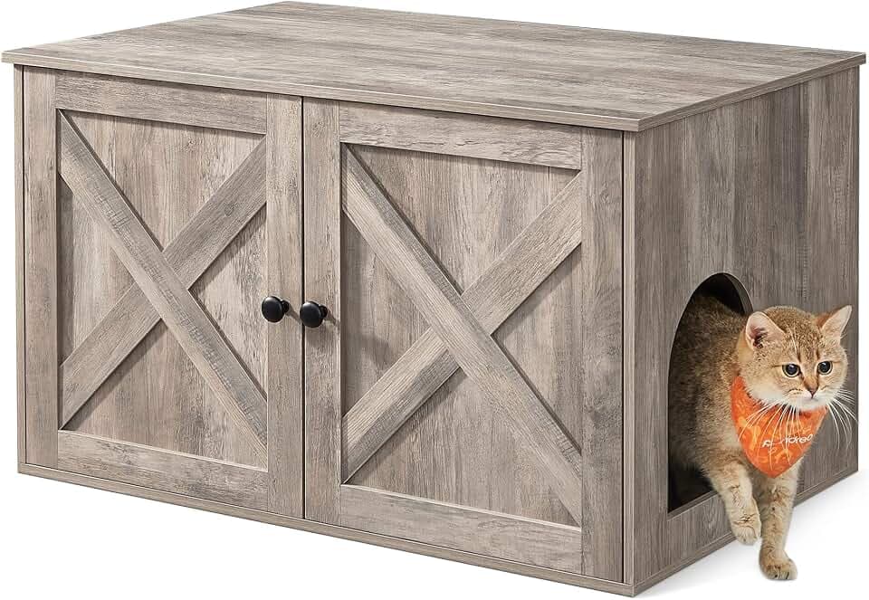 Feandrea Cat Litter Box Enclosure, End Table, 31.5 x 20.9 x 19.7 Inches