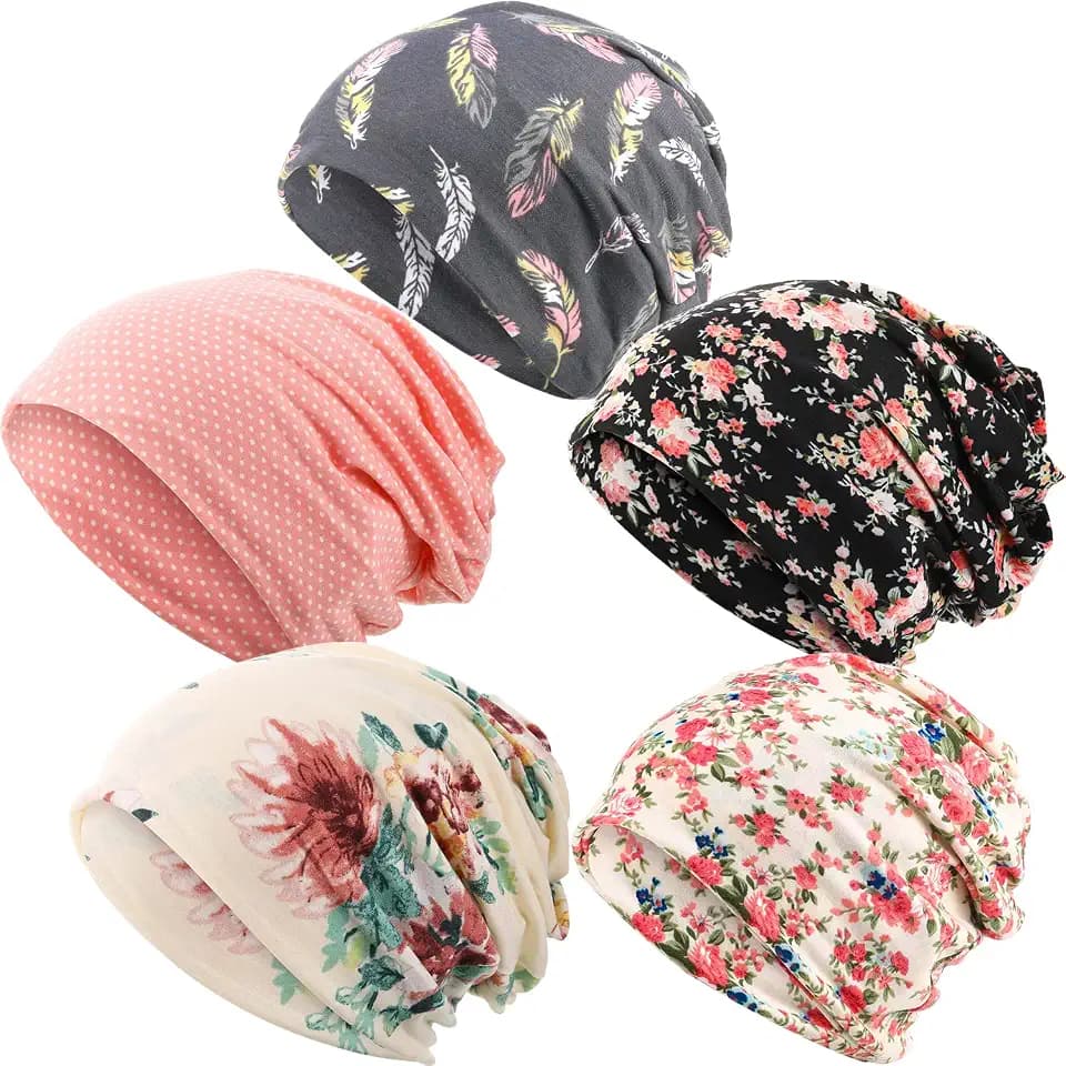 SATINIOR 5 Pieces Women's Slouchy Beanie Hat Baggy Skull Sleep Cap Turban Headwear