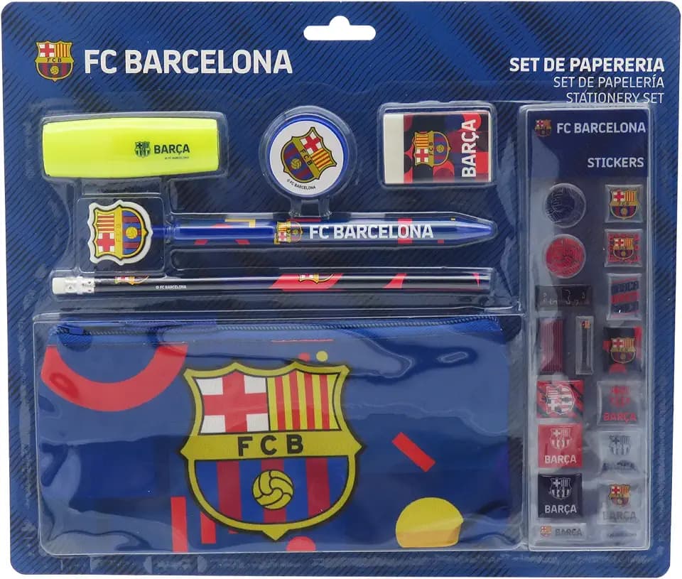 CYPBRANDS FC Barcelona, Schreibwaren-Set, Schulmaterial, Schreiben, Barça, Blau, offizielles Produkt