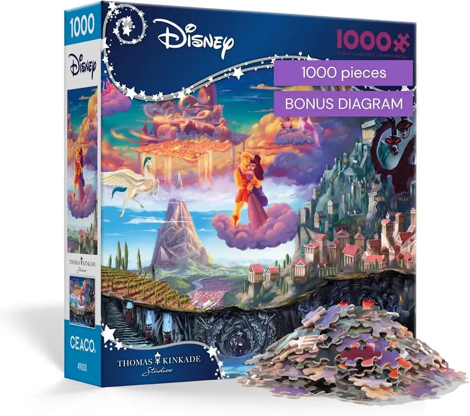 Ceaco Thomas Kinkade Puzzles – Disney’s Hercules 1000 Piece Jigsaw Puzzle, Disney Puzzle for Adults with Premium Board & Poster