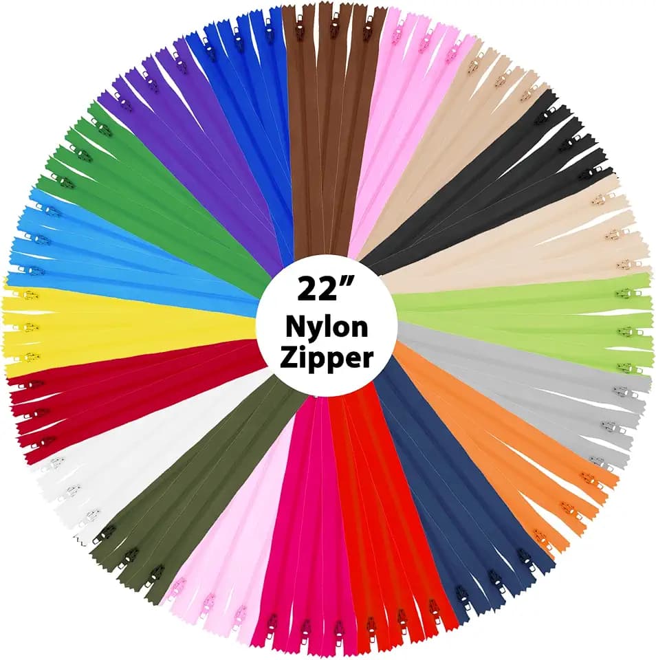 Mandala Crafts 60 PCs Assorted Closed-End 22 Inch Nylon Zippers for Sewing