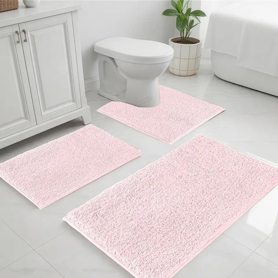 Bathroom Rugs Sets 3 Piece Non Slip Washable Bath Mat Set