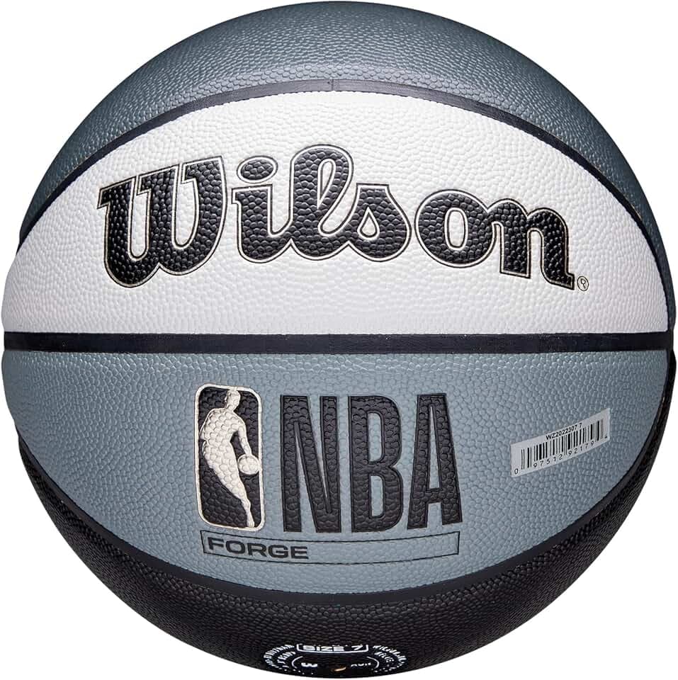 WILSON NBA Forge Wow Indoor/Outdoor Basketball - Black/Grey, Size 7-29.5"