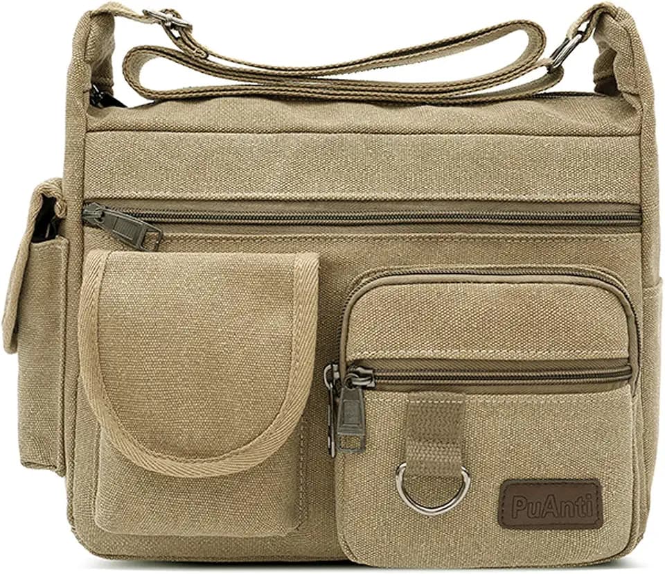 FANDARE Umhängetasche Schultertasche 7.9 inch Tablet Tasche Unisex Vintage Canvas Messenger Tasche für Damen/Herren