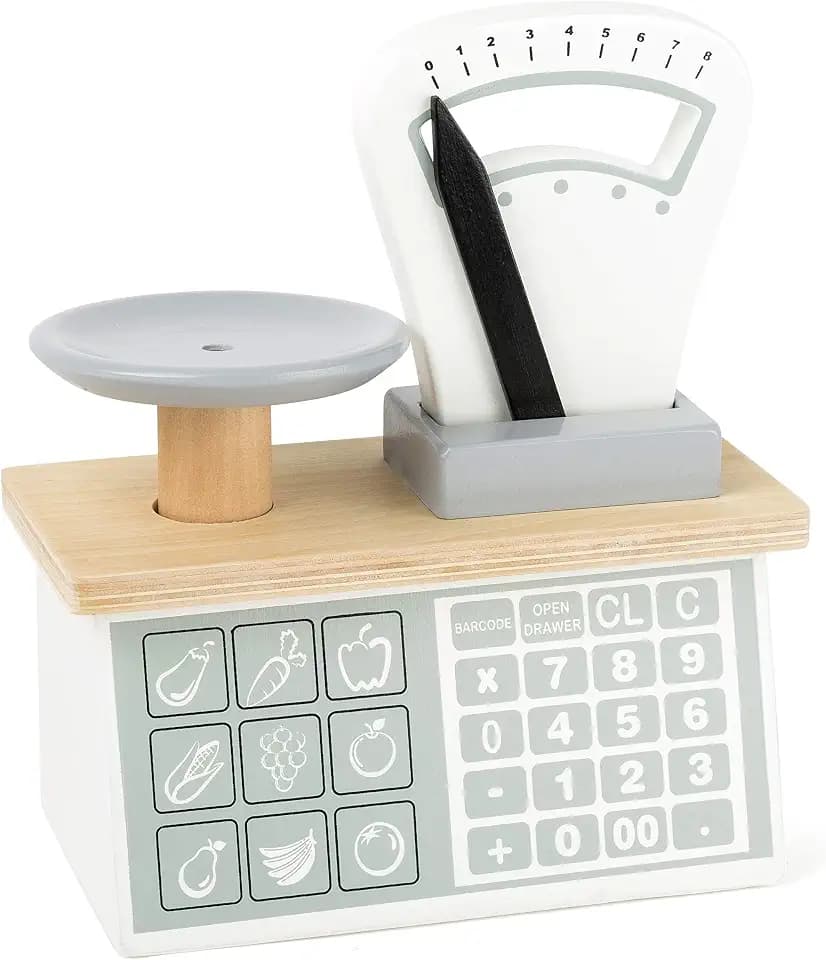 small Foot Waage aus Holz, mit Waagschale und beweglichem Gewichtszeiger, für Kinder ab 3 Jahren, 11201