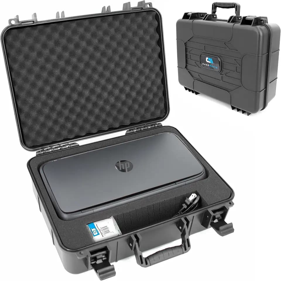 CASEMATIX Portable Printer Carry Case Compatible with HP Officejet 250 Wireless Mobile Printer, Ink Cartridges and Power Cable