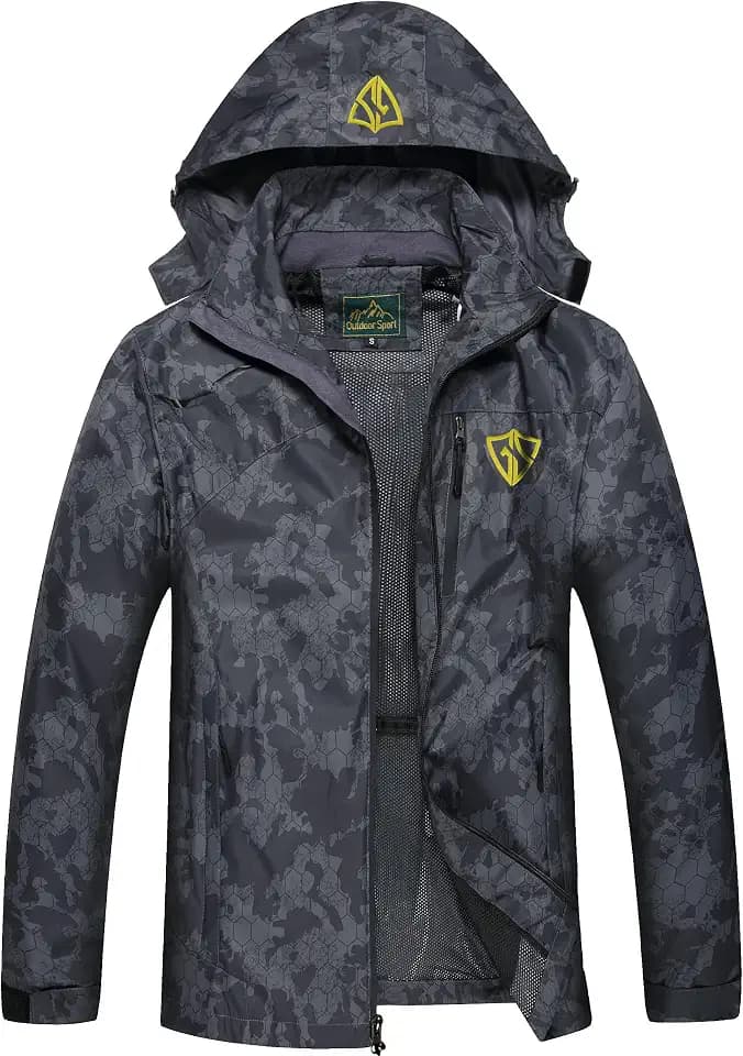 GIISAM Mens Windproof Jacket Waterproof Lightweight Mountain Sport Jacket for Men Hooded Windbreaker Raincoat