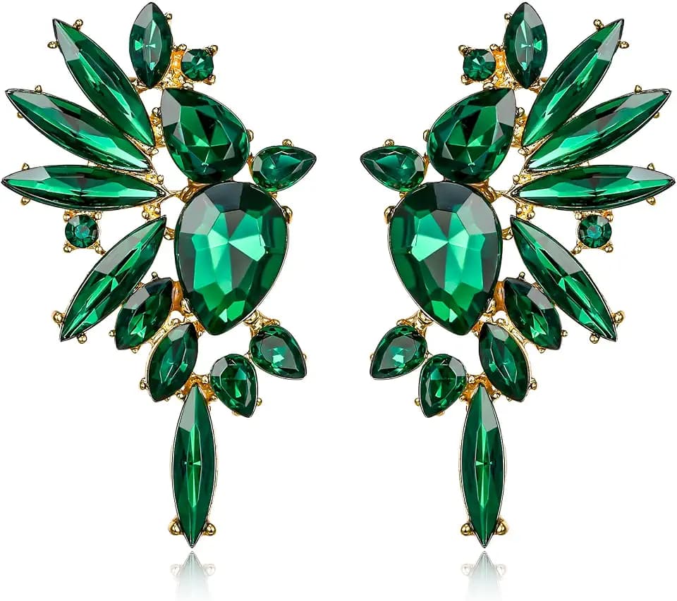 EVER FAITH Colorful Marquise Drop Crystal Cluster Statement Dangle Earrings