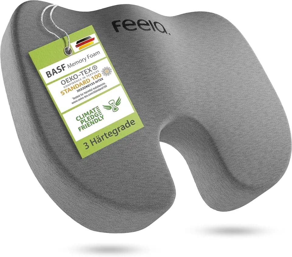 feela.® Orthopädisches Autositzkissen [3 Härtegrade] – Keilkissen für Autos – Besserer Sitzkomfort und Entlastung des Steißbeins – Autositz-Sitzerhöhung, Fahrersitzkissen (Hart)