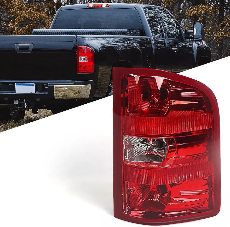 Huray Right Tail light Assembly Compatible with Chevy Silverado 2007-2013 1500 2500 HD 3500 HD OE Style Rear Brake Lamp (Red Trim)