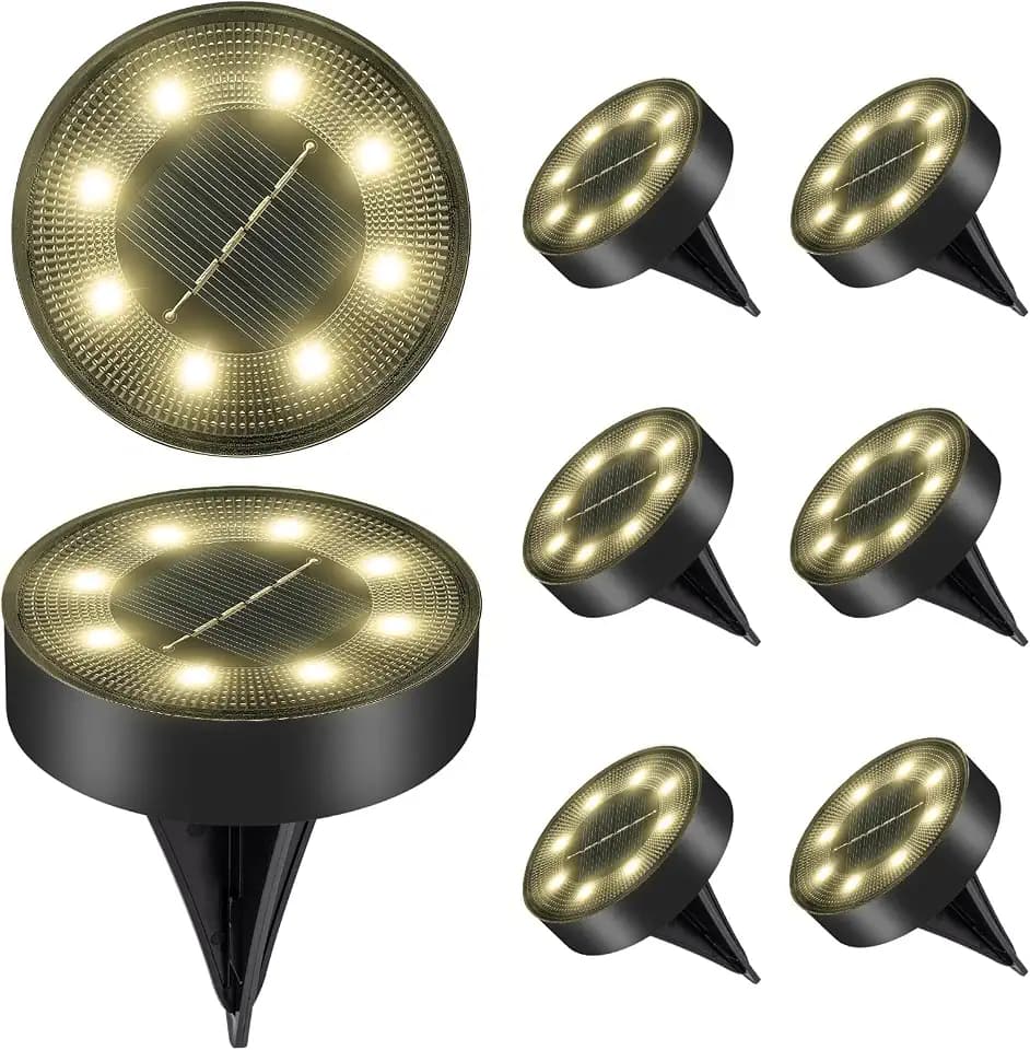 Carehabi Solar Bodenleuchten Aussen 8 Stück (Warmes Weiß), 8 LED Gartenbeleuchtung Solar IP68, Wasserdicht Boden Solarleuchten, Solarlampen für Garten Außen Rasen Gehweg Patio Auffahrt