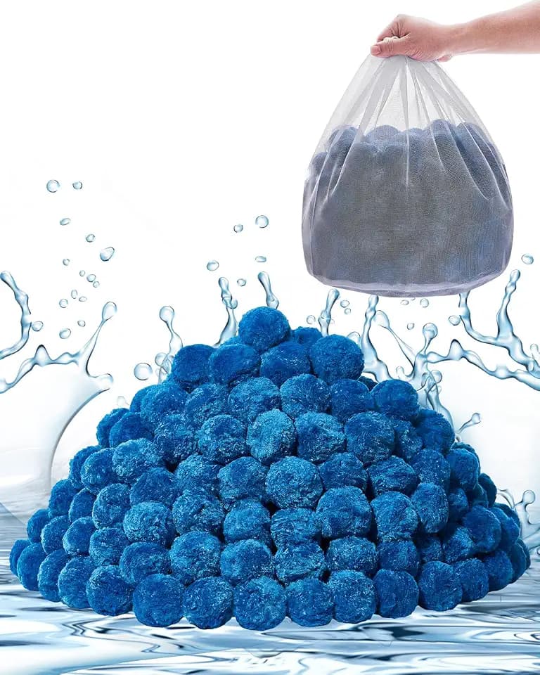 VEVOR Pool Filter Balls for Sand Filter, 4 lbs, Filter Balls Replace Pool Filter Sand, Reusable Blue Polyester Fiber Filter Media with Wash Bag, for Swimming Pool Aquarium Tank Above Ground Pool