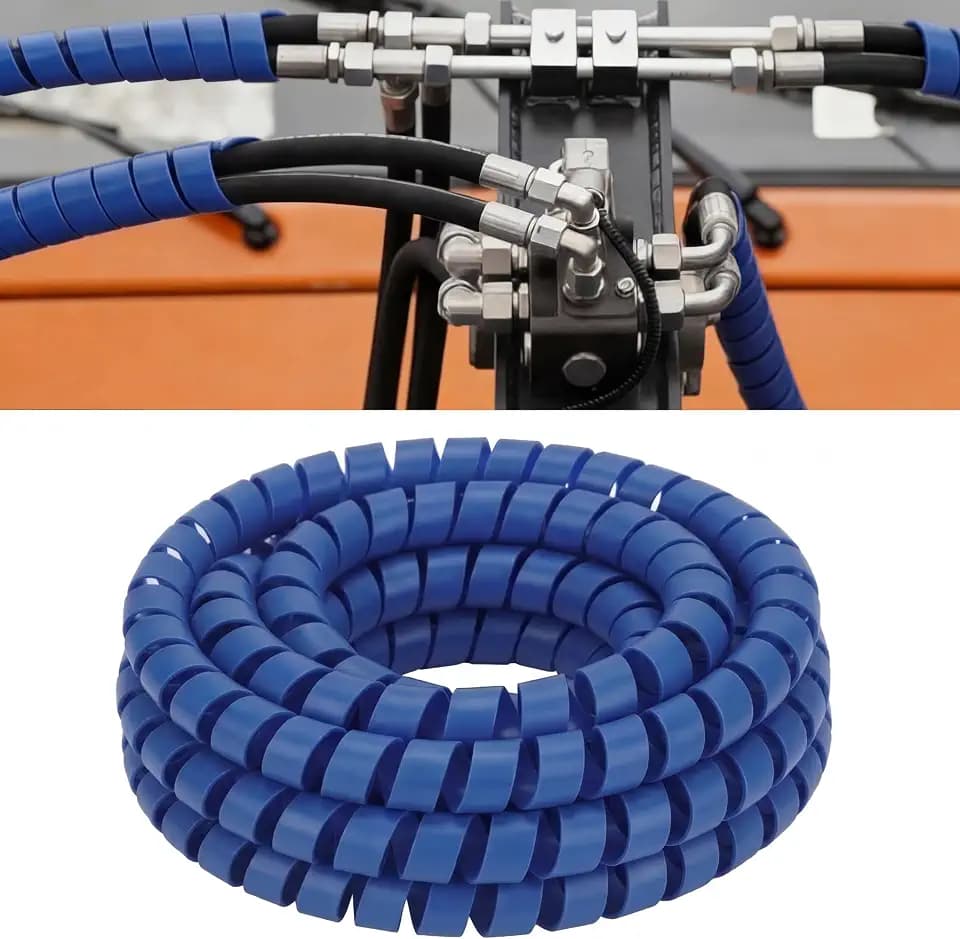 Pangda 25Ft Hydraulic Hose Protector 3/4 Inch Spiral Hose Wrap Cover Blue