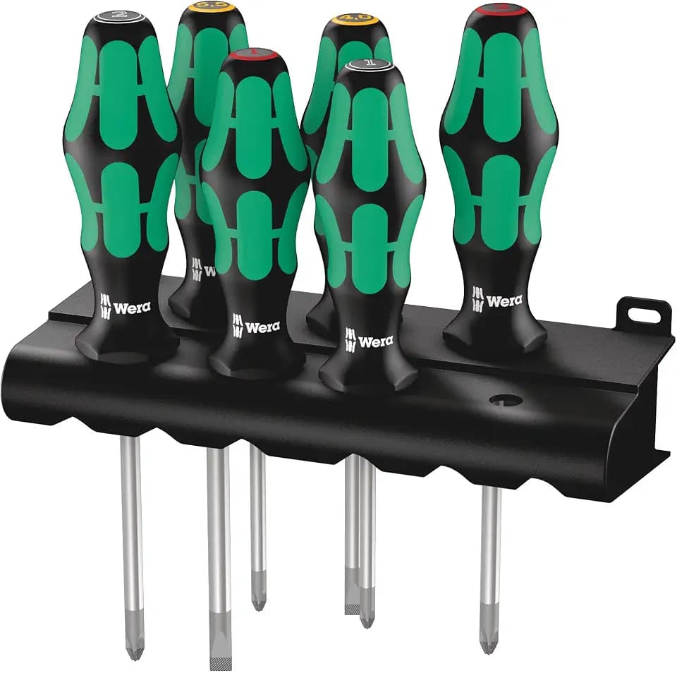 Wera 05105622001 335/350/355/6 Screwdriver set Kraftform Plus Lasertip and rack, 6 pieces