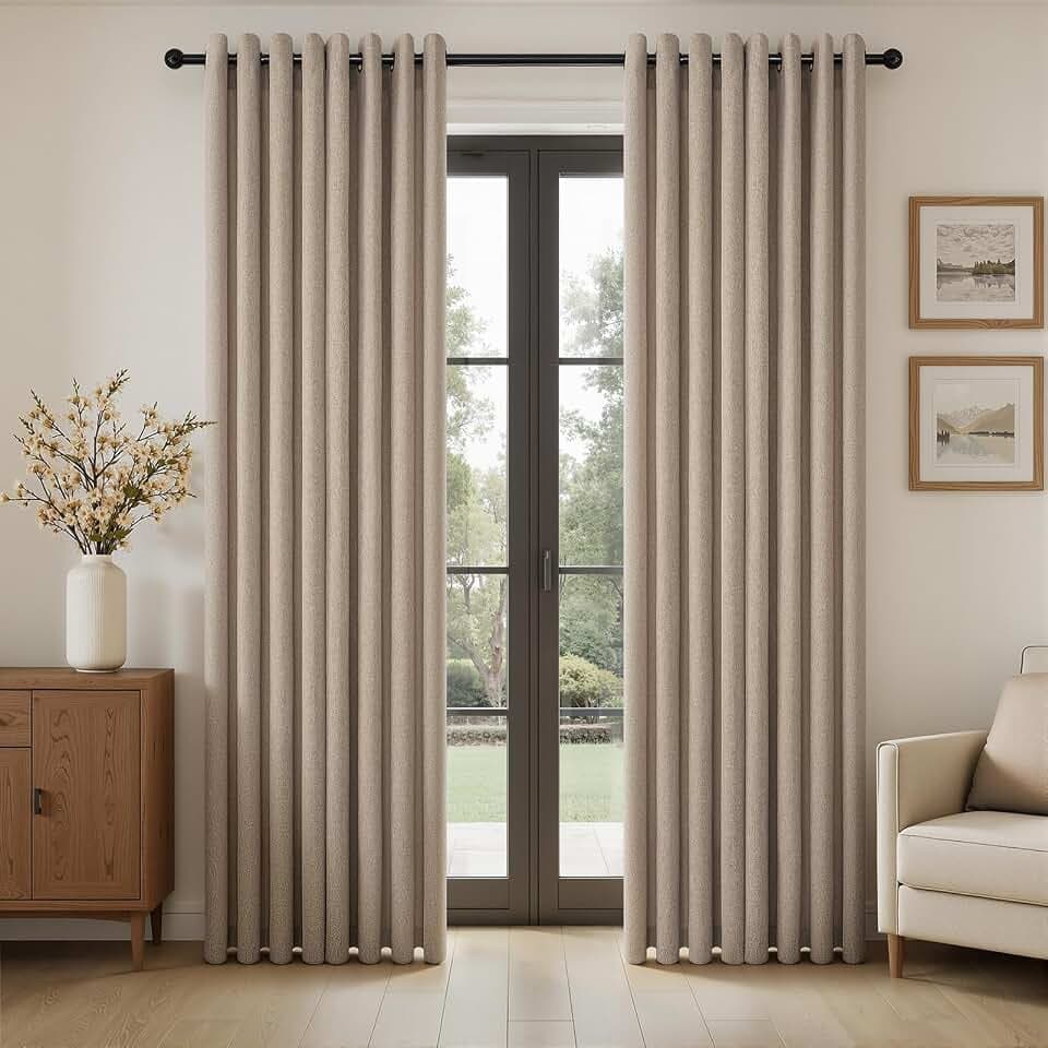 Topfinel Vorhänge Dunkelbraun Wohnzimmer Gardinen Leinenoptik Vintage Halbtransparent Licht Filtern Voile Vorhänge mit Ösen Vorhang 140x225cm für Kinderzimmer Schlafzimmer Balkontür 2er Set