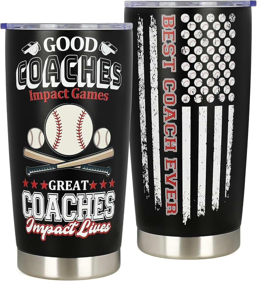 Baseball Coach Gifts - Baseball Coach Christmas Birthday Appreciation Gifts for Men Women - Thank You Gift for Coaches - Baseballs Coaches Gift Ideas 20oz Coffee Tumbler