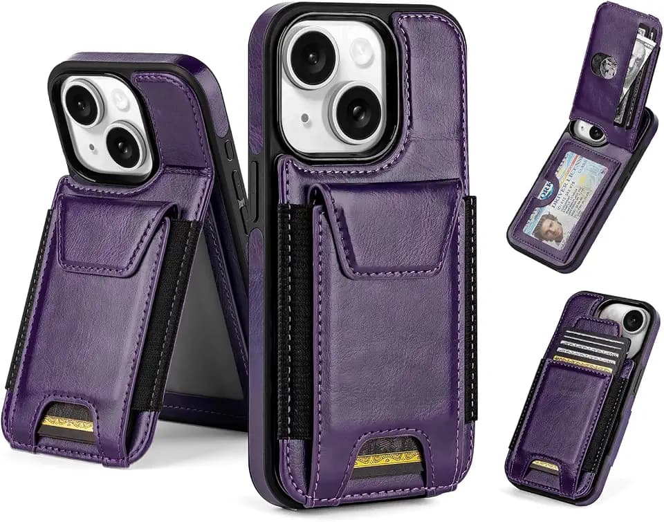 SkyEagle for iPhone 13 Case Wallet with Card Holder,Dark Purple