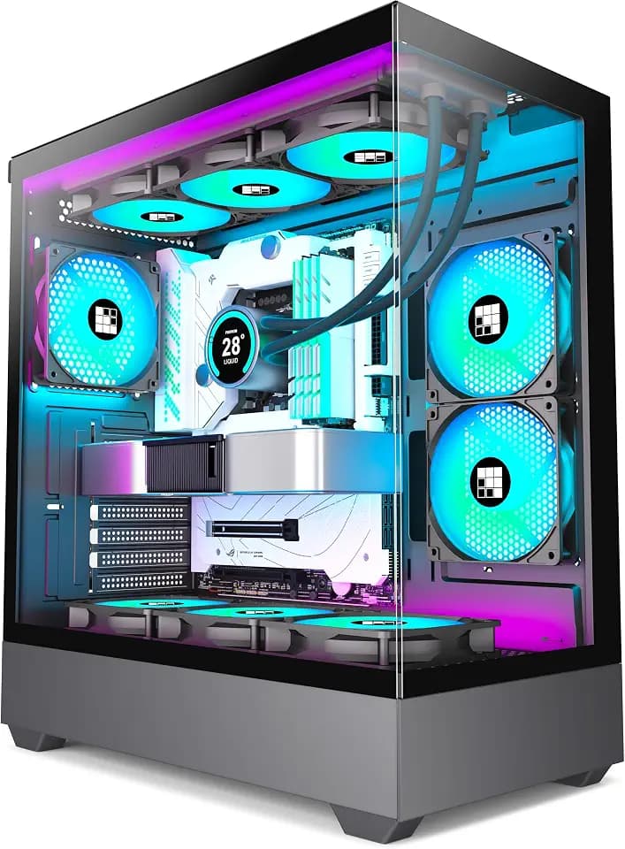 FOIFKIN F1 PC Case - Pre-Installed 6 PWM ARGB Fan, ATX Mid-Tower Computer case, Gaming PC Case, Type-C, 360mm Radiator Support, FOIFKIN (Black)