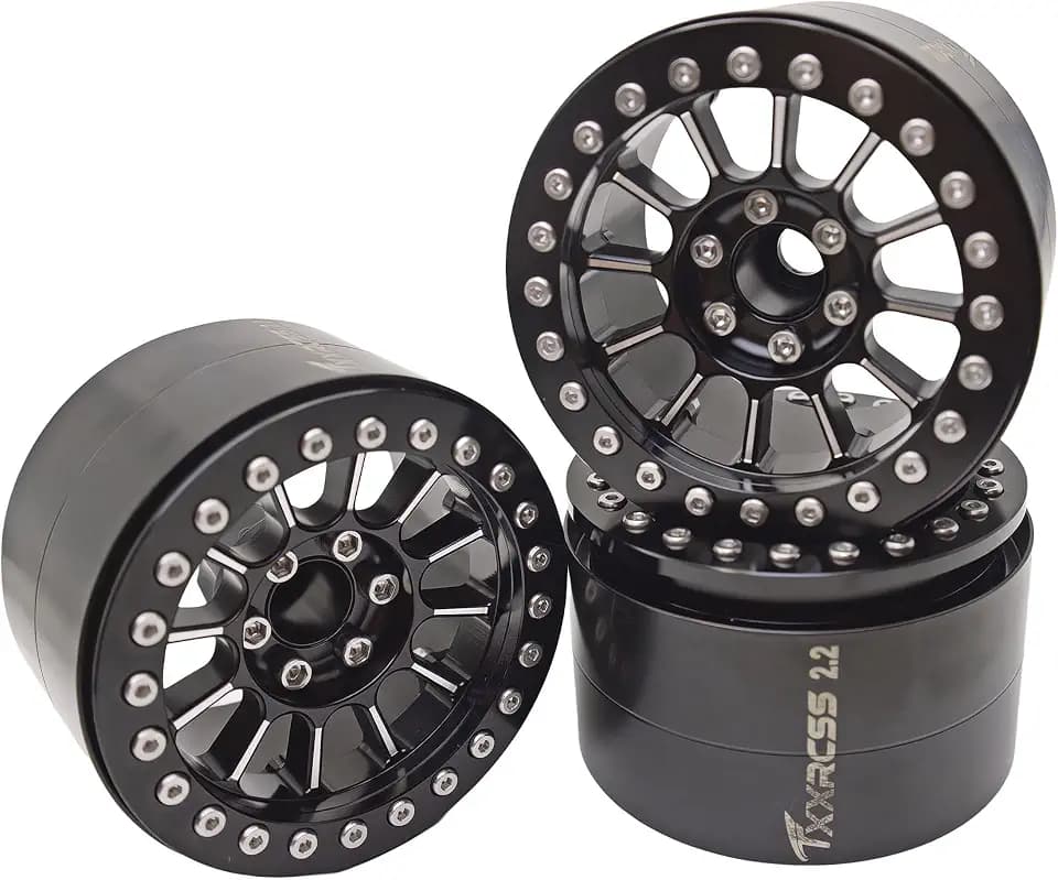 200g Super Heavy 2.2 Beadlock Wheels Rims for 1/10 RC Crawler 4pcs (Black)