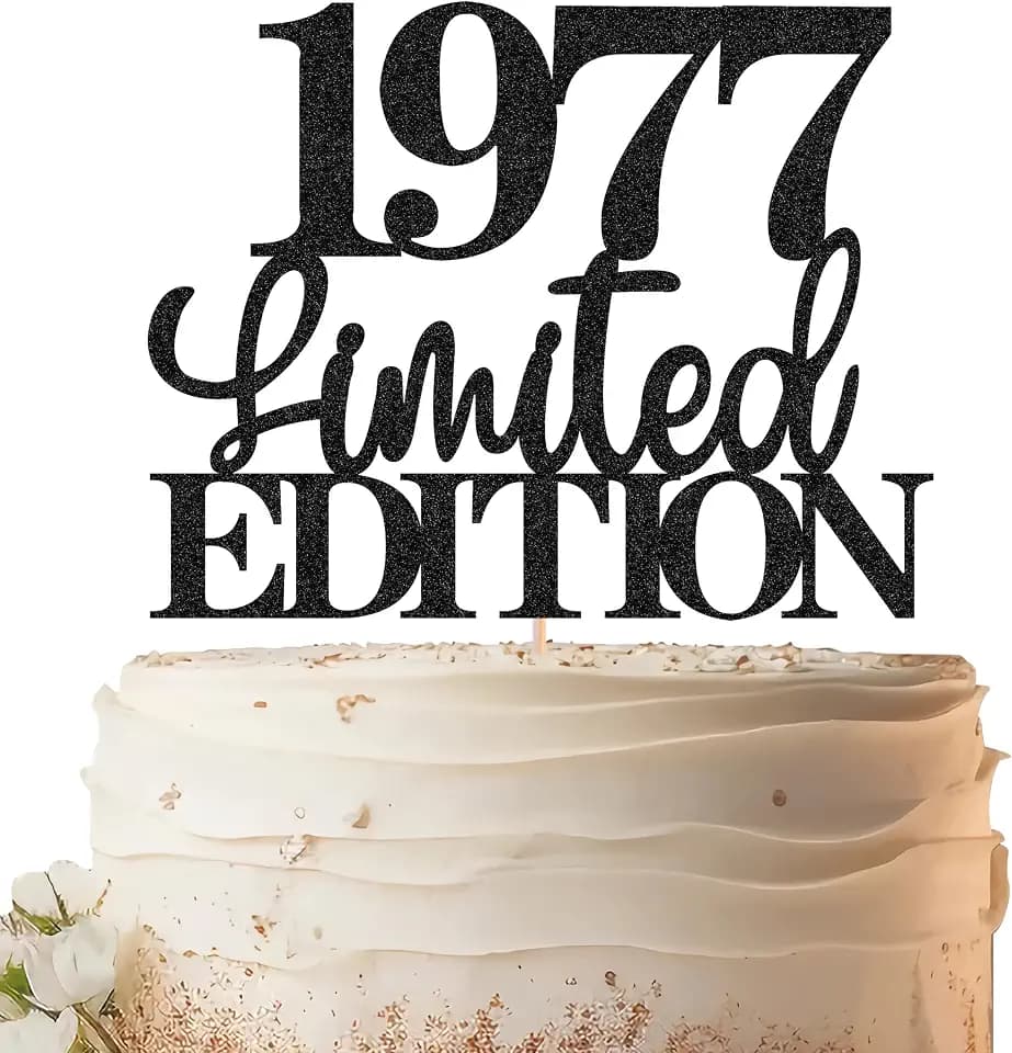 Limited EDITION 1977 Cake Topper - Black Glitter Happy 49th Birthday Party Cake Decoration Supplies, Cheer to 49 Years Cake Bunting Decor for 49th Birthday Party Photo Booth Props