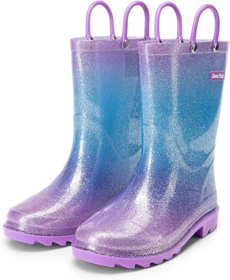 DREAM PAIRS Kids Glitter Rain Boots