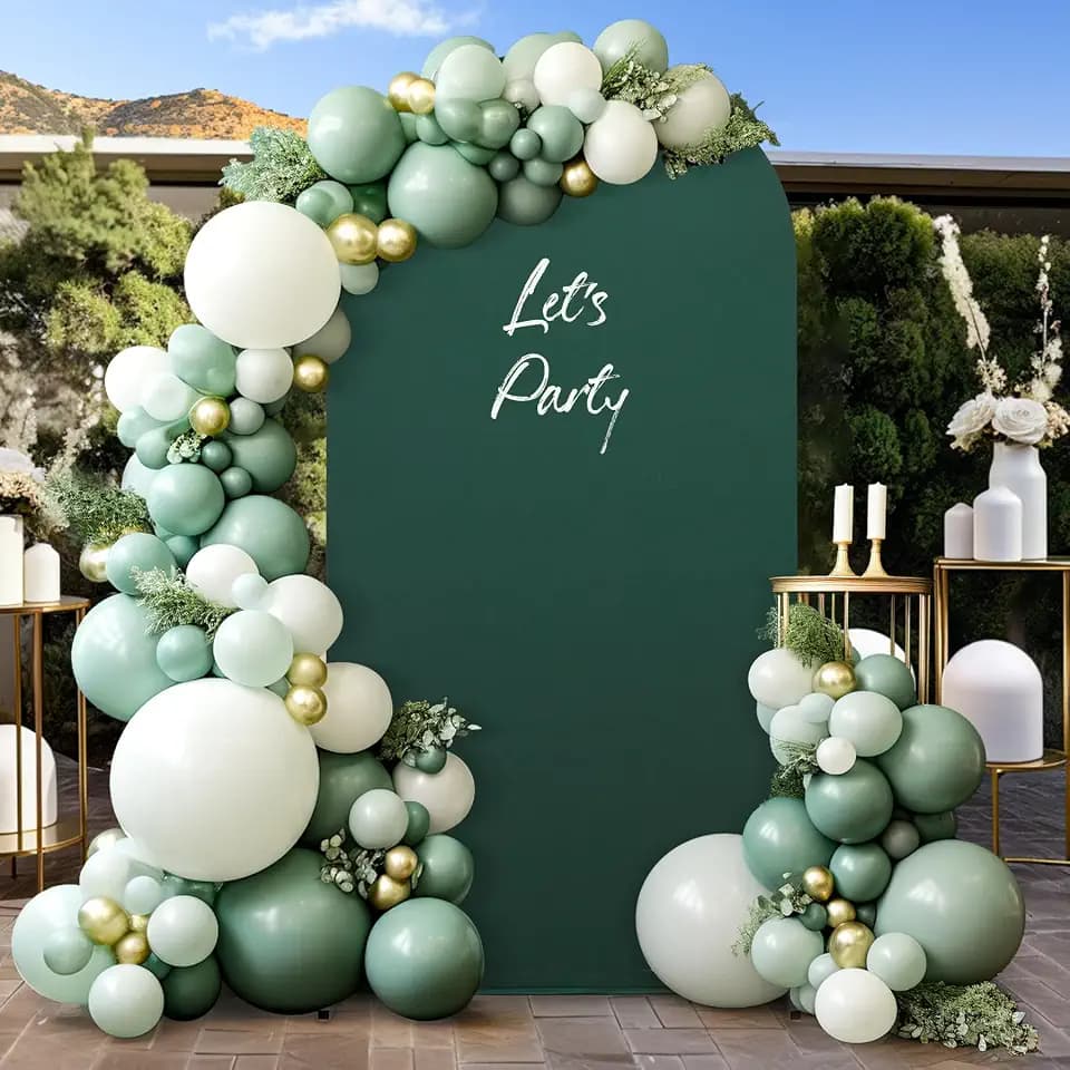 6ft Dark Green Wedding Arch Covers No-Wrinkle Spandex Arch Backdrop Cover