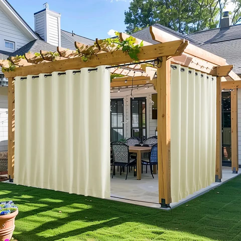 NICETOWN Outdoor Curtains for Patio Waterproof & Windproof W100xL108 Beige