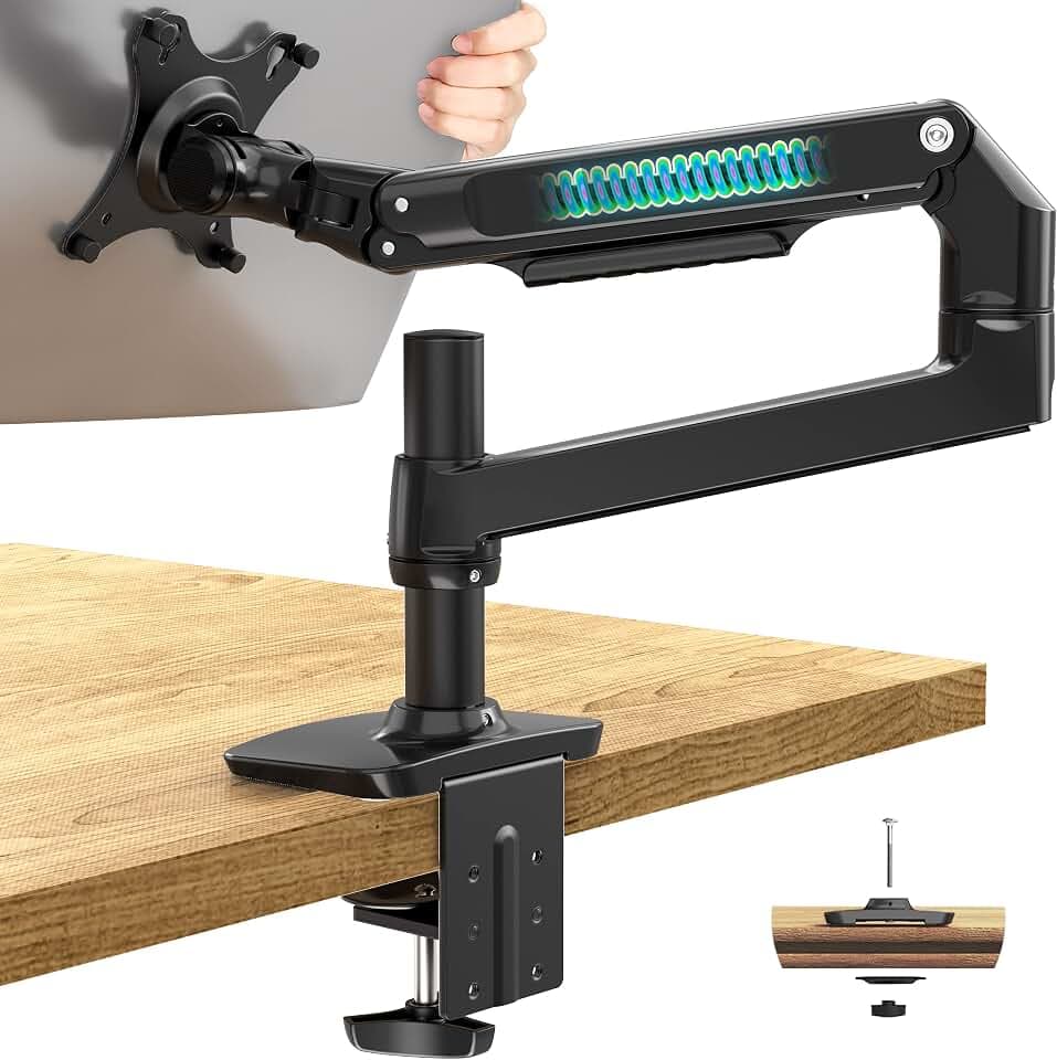 Ergounion Monitor Halterung für 13-40 Zoll Flach- und Curved-Bildschirme, Einstellbare VESA Tischhalterung für 1 Monitor Schwarz