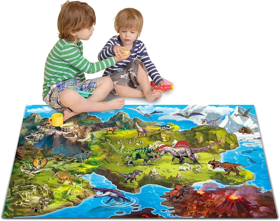 Oriate Kids Toy Dream Mat Dinosaurier-Weltaktivitätsspielmatte, interaktiver kognitiver Bodenspielteppich für Eltern und Kinder, Lernen und Spielen mit der Dinosauriersammlung für Kinder 552-D