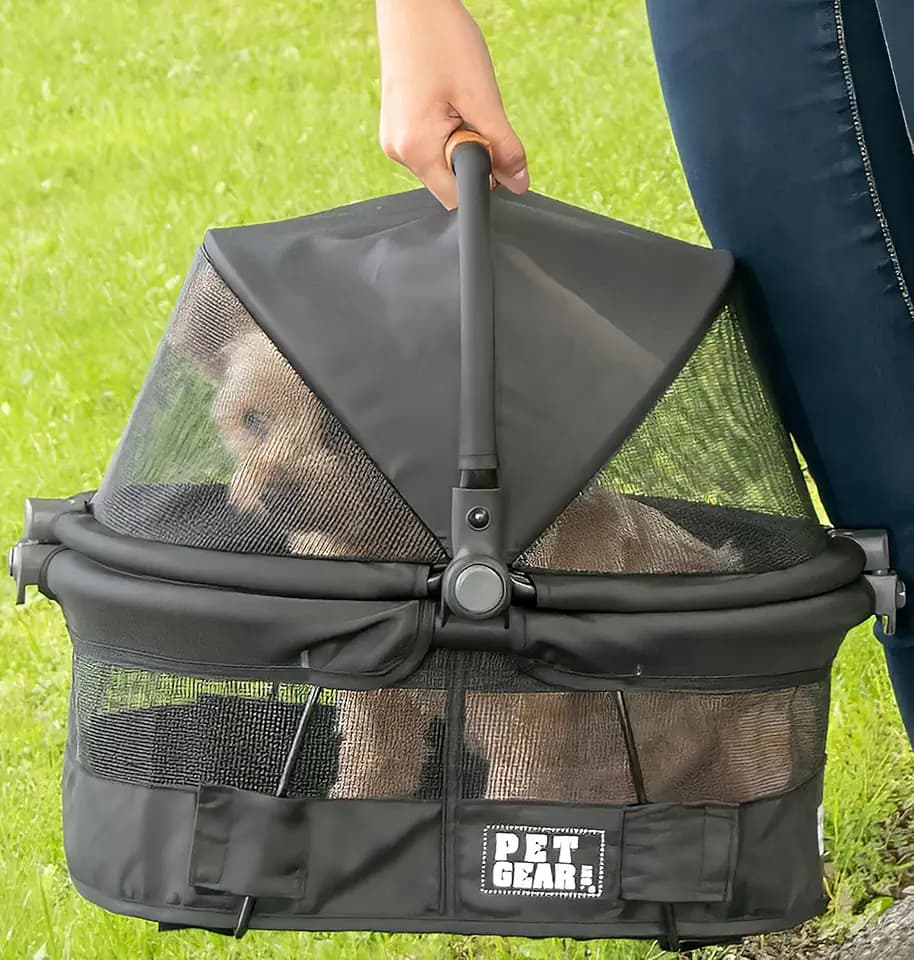 Pet Gear No-Zip View 360 Pet Carrier & Car Seat, Graphite Black, 15"