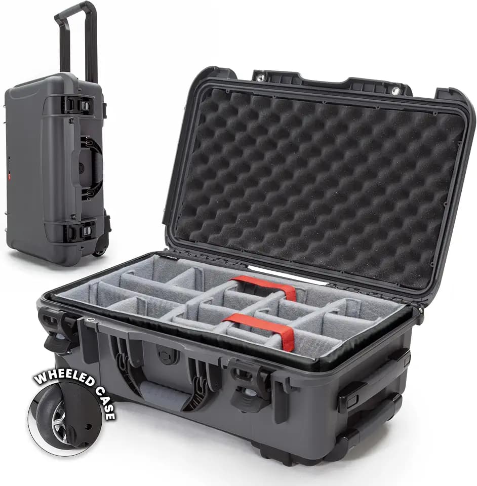 NANUK 935 Hard Case for Camera & Lenses with Padded Divider – Waterproof Equipment Case with Wheels, 22” x 14” x 9” – Dustproof, Impact Resistant, Carry-On Approved for Most Airlines – Graphite