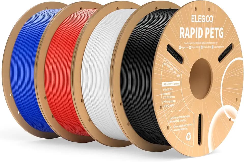 ELEGOO Rapid PETG Filament 1.75mm 4KG Schwarz/Weiß/Rot/Blau