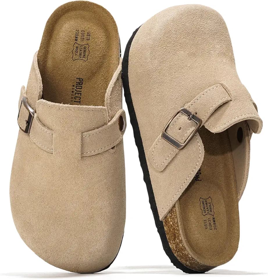 Project Cloud Kids 100% Genuine Leather Non Slip Clogs with Cork Footbed