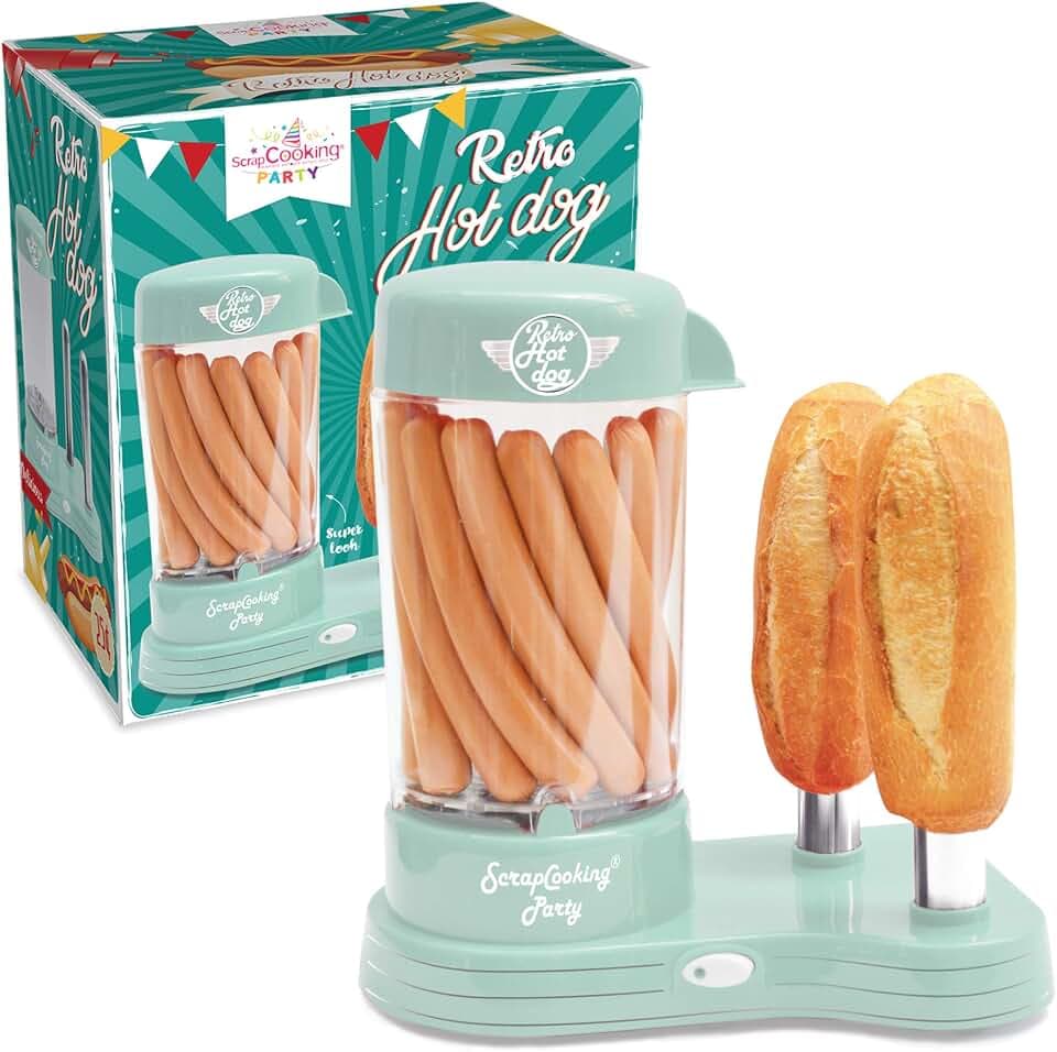ScrapCooking - Hot Dog Maker Maschine, Kapazität 12 Würstchen & 2 Brötchen, Vintage-Retro-Stil für Partys Barbecues Feste Kirmes Geburstag, Grün, 0601