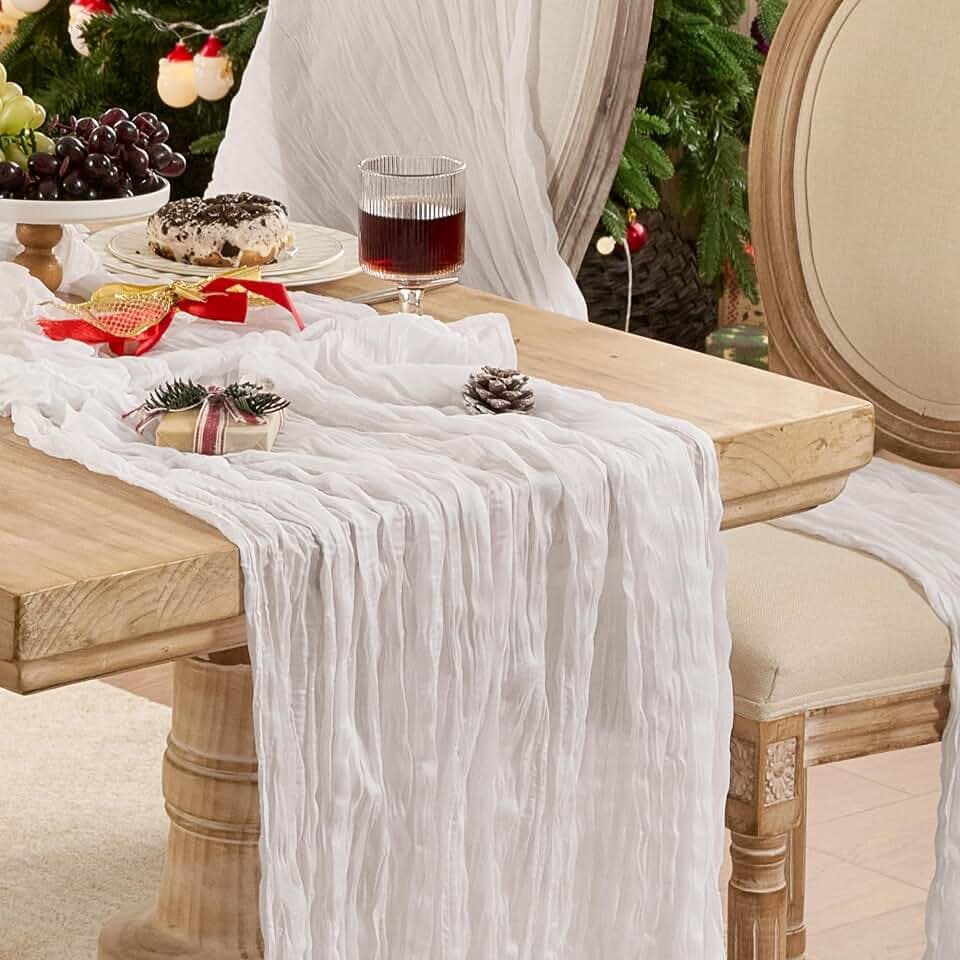 6 PackWhite Cheesecloth Table Runner Boho Gauze Wedding Decor