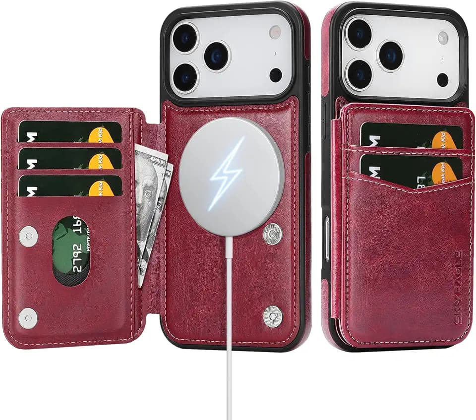 SkyEagle for iPhone 18 Pro Max / 17 Pro Max Phone Wallet Case,Wine Red