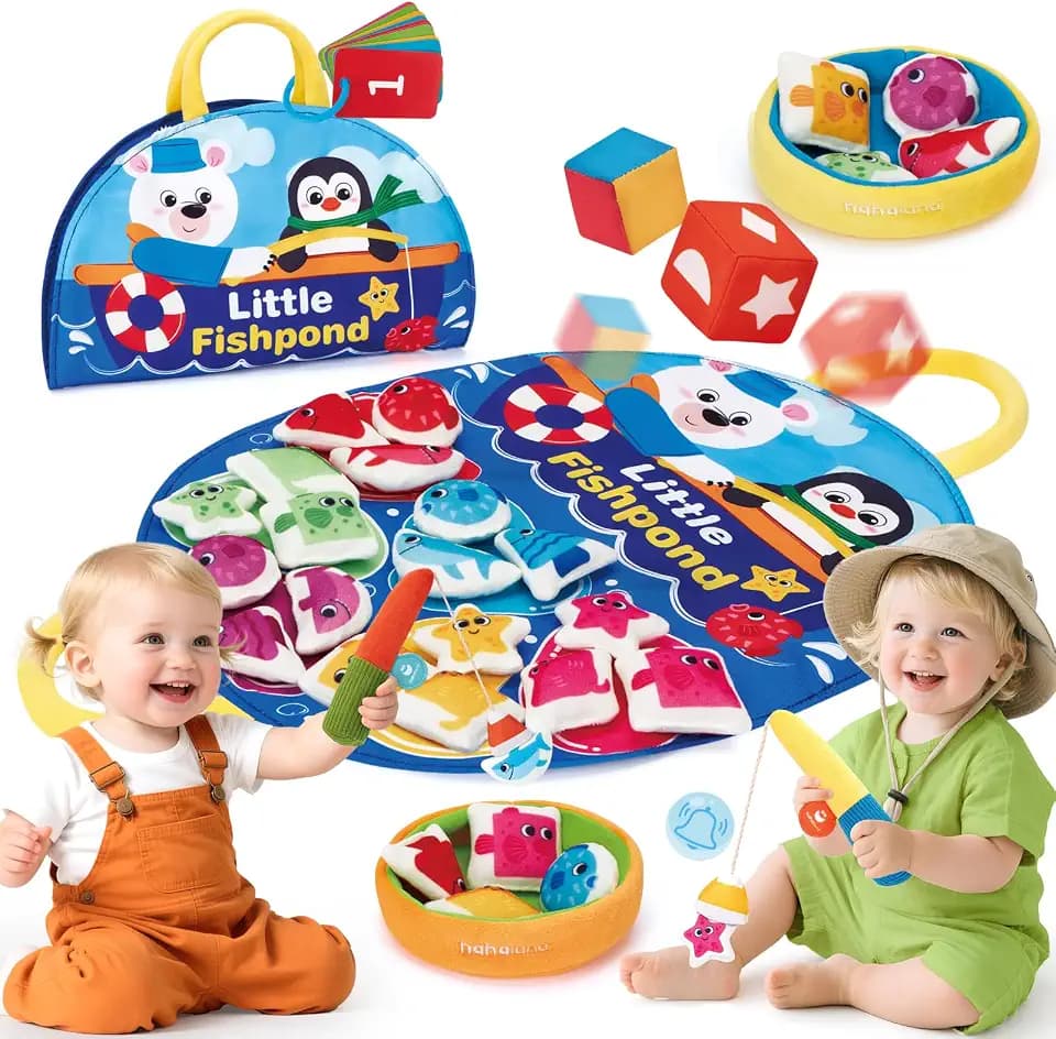 hahaland Baby Spielzeug 1 2 3 Jahr, Angelspiel Kinder, 2 Angelruten