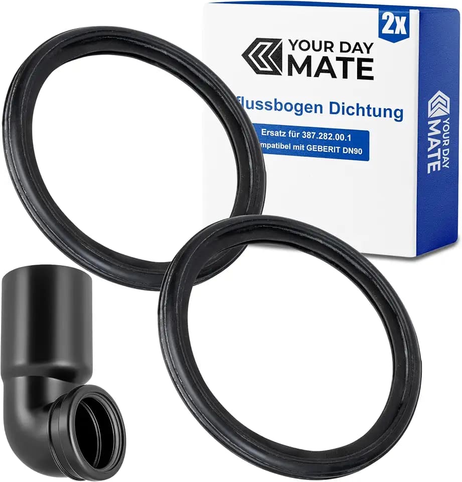 Abflussbogen Dichtung, 2 Stück, Ersatz für 387.282.00.1, kompatibel mit GEBERIT DN90 Kombifix, Duofix Abgangsbogen, Verbindung Wand WC Muffe zu 90 mm Steckmuffe, Lippendichtung Ø104,5 x 83,7 x 10,8 mm