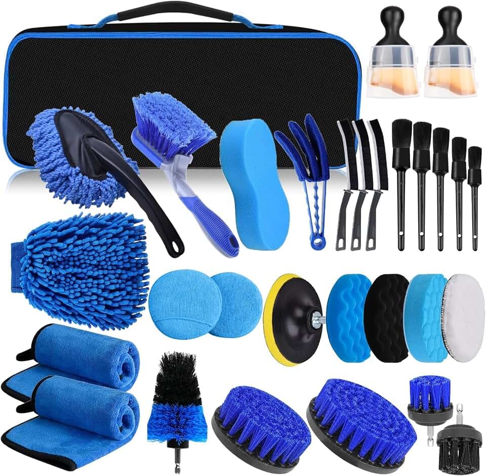 31 Stück Auto Reinigungsset, Auto Waschen Set,Auto Reinigungsset Komplett für Innenraum und Außenfläche,Auto Detailing Pinsel Auto Waschset,Detailing Set,Auto Reinigungsset für Lüftungsschlitz,Räder